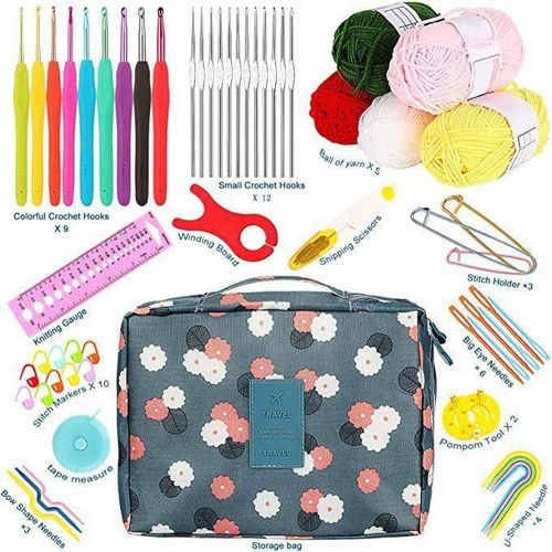 58-Piece Set Crochet Hook Set DIY Novice Crochet Complete Material Package Portable Wool Knitting Tools
