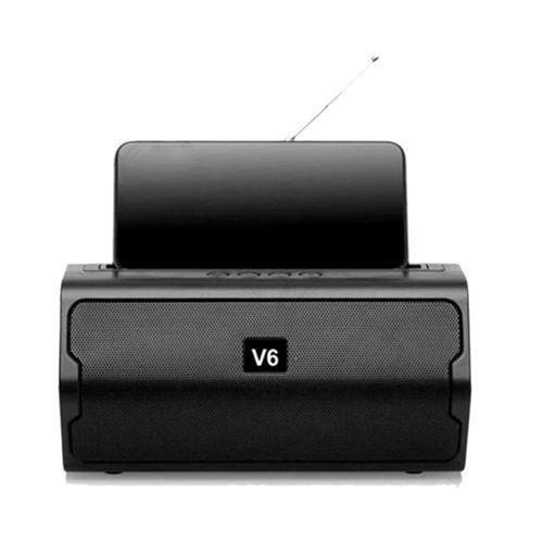 V6 Premium Bas And Stereo Wireless Bluetooth Speaker - Black