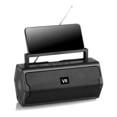 V6 Premium Bas And Stereo Wireless Bluetooth Speaker - Black