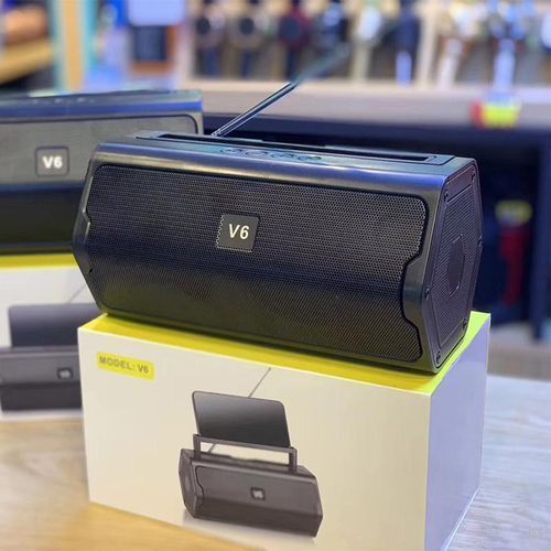V6 Premium Bas And Stereo Wireless Bluetooth Speaker - Black