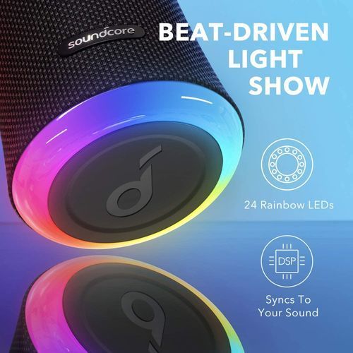 Anker Soundcore Flare 2 Bluetooth 20W Speaker, with IPX7 Waterproof Protection and 360° Sound with PartyCast, and 12-Hour Playtime Black