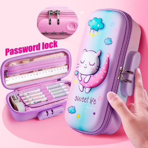 3d Eva Kawaii Pencil Case With Lock Unicorn Organizer Cute Pencil Box Pouch School Bag For Girl Boy Supplies Students Stationery