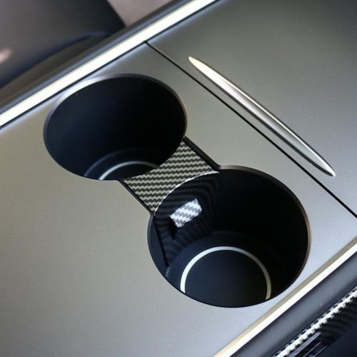 Carbon Fiber Car Water Cup Slot Slip Limit Clip For Tesla Model 3 Model3 2021 Abs Cup Holder Clip Limiter Interior Accessories