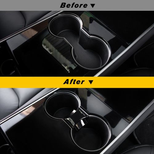 Carbon Fiber Car Water Cup Slot Slip Limit Clip For Tesla Model 3 Model3 2021 Abs Cup Holder Clip Limiter Interior Accessories