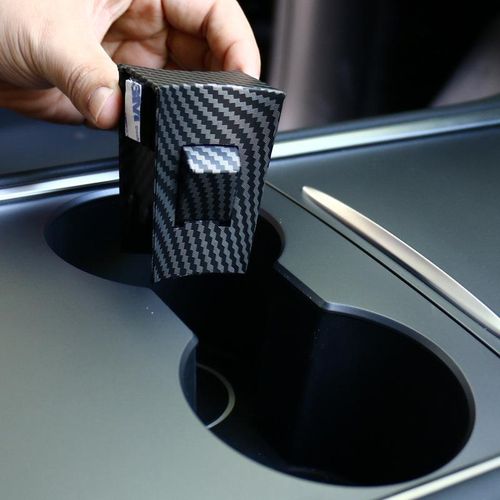 Carbon Fiber Car Water Cup Slot Slip Limit Clip For Tesla Model 3 Model3 2021 Abs Cup Holder Clip Limiter Interior Accessories