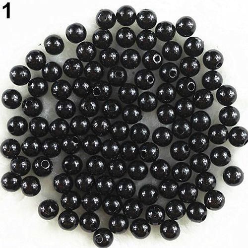 500Pcs 6mm Acrylic Round Pearl Spacer DIY CraftBlack