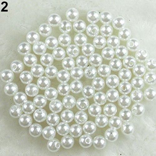 500Pcs 6mm Acrylic Round Pearl Spacer DIY CraftBlack