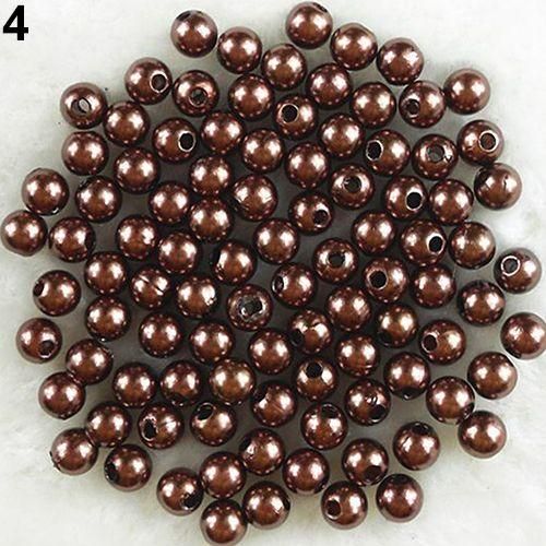 500Pcs 6mm Acrylic Round Pearl Spacer DIY CraftBlack