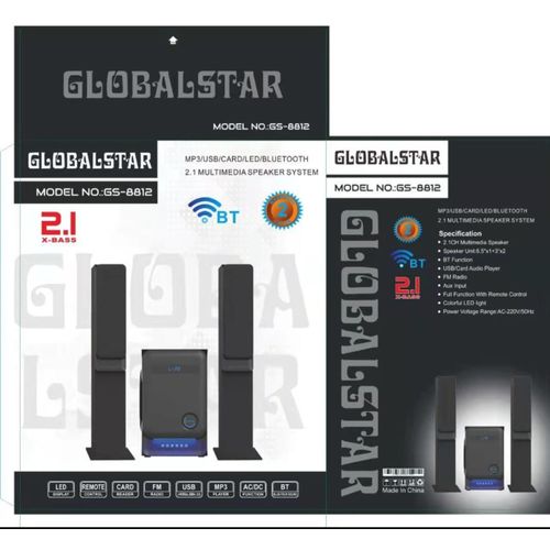 Global Star Bluetooth Home Theatre Speaker 2.1 Multimedia Loud Woofer System - Black