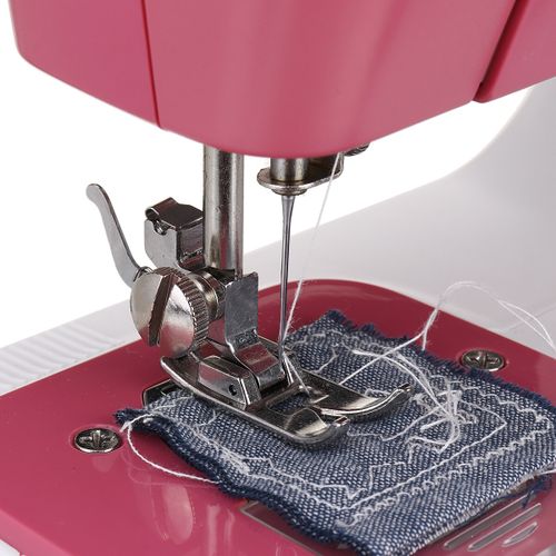 Electric Sewing Machine 12 Stitches Portable Household DIY 2-Speed Foot Pedal US plug-white-pink