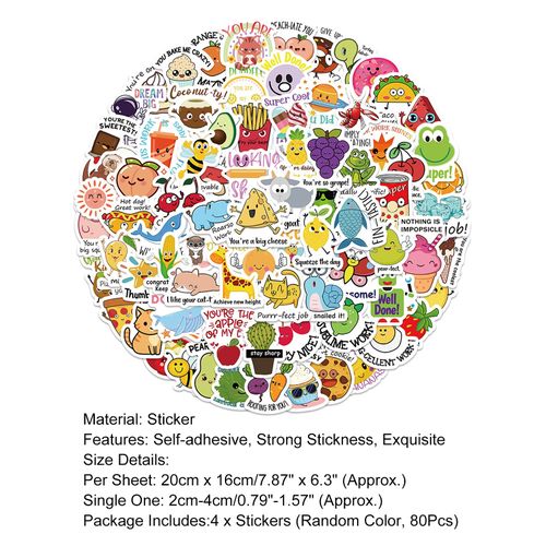 80Pcs Teacher Reward Sticker Punny Teacher Stickers For Students Random Color