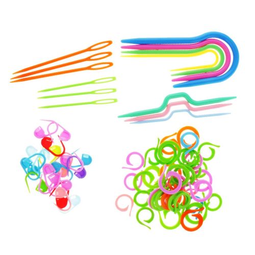 73Pcs Plastic Stitch Holders Needles Knitting Clip Marker Crochet Hook