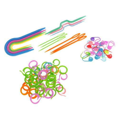 73Pcs Plastic Stitch Holders Needles Knitting Clip Marker Crochet Hook