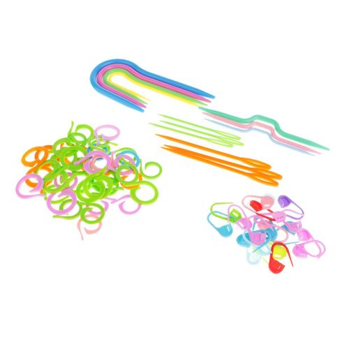 73Pcs Plastic Stitch Holders Needles Knitting Clip Marker Crochet Hook