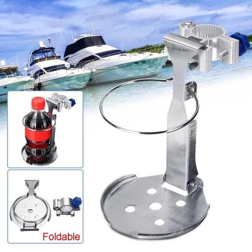 Auzan Stainless Steel Folding Cup Drink Holder Adjustable Bottle Stand For Boat Truck Silver Rust-Proof Corrosion-Resistant