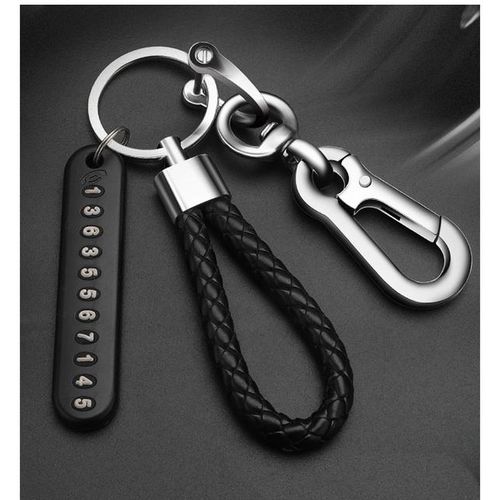 Anti-lost Car Keychain Phone Number Keyring Bradied Rope Auto Vehicle Key Chain Holder Accessories Gift for Husband-04_Red