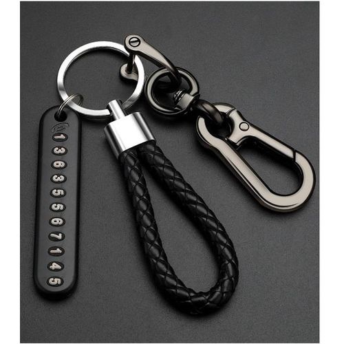 Anti-lost Car Keychain Phone Number Keyring Bradied Rope Auto Vehicle Key Chain Holder Accessories Gift for Husband-04_Red