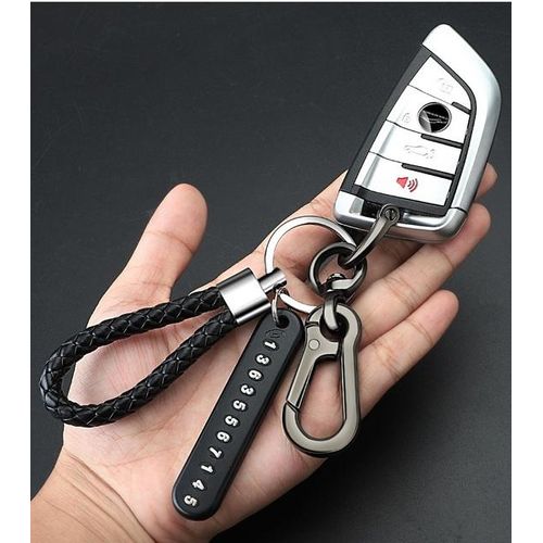 Anti-lost Car Keychain Phone Number Keyring Bradied Rope Auto Vehicle Key Chain Holder Accessories Gift for Husband-04_Red