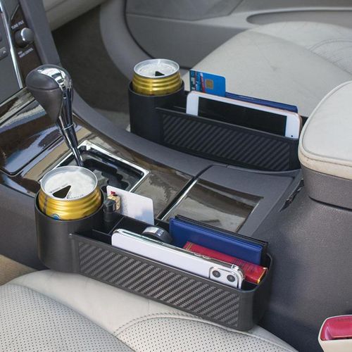 Durable Auto Console Side Storage Box With Cup Holder Lightweight Car Seat Gap Storage Box Large Capacity Car Supplies