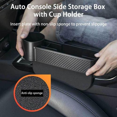 Durable Auto Console Side Storage Box With Cup Holder Lightweight Car Seat Gap Storage Box Large Capacity Car Supplies