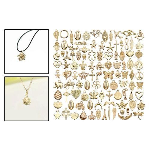 Assorted 100 Pcs Wholesale  Metal Pendants, Alloy Mixed Charms Gold
