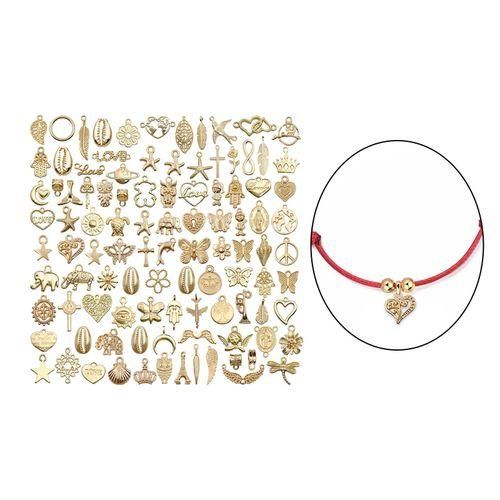 Assorted 100 Pcs Wholesale  Metal Pendants, Alloy Mixed Charms Gold