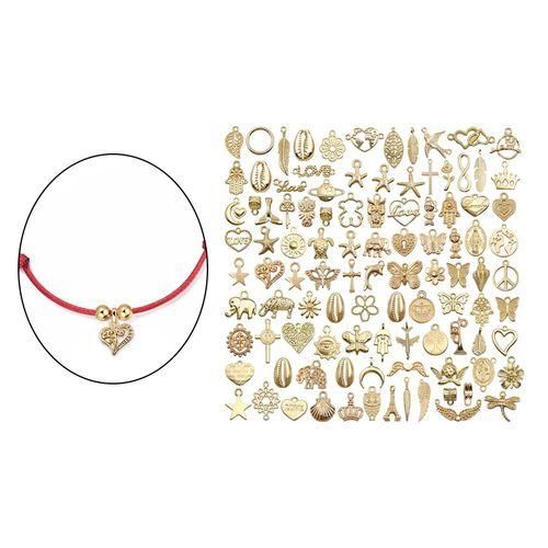 Assorted 100 Pcs Wholesale  Metal Pendants, Alloy Mixed Charms Gold