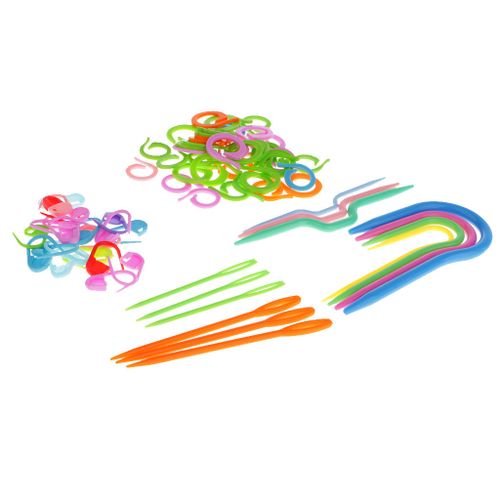 73Pcs Colorful Plastic Crochet Needles Kits Knitting Tools Sewing