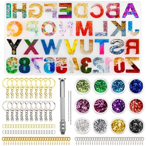 Alphabet Letter Number Silicone Mold Colorful Epoxy Resin Mould For