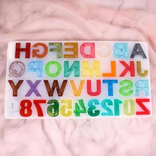 Alphabet Letter Number Silicone Mold Colorful Epoxy Resin Mould For