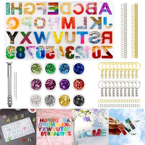 Alphabet Letter Number Silicone Mold Colorful Epoxy Resin Mould For