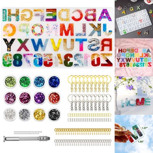 Alphabet Letter Number Silicone Mold Colorful Epoxy Resin Mould For