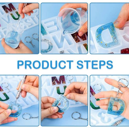 Alphabet Letter Number Silicone Mold Colorful Epoxy Resin Mould For