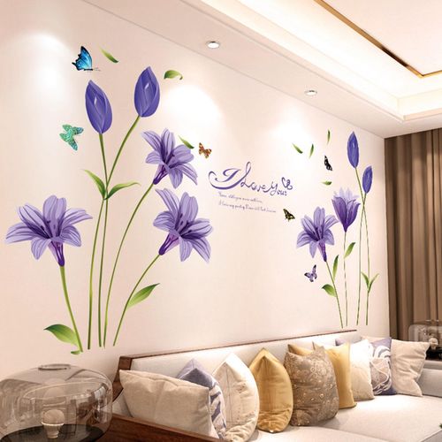Wall Sticker Removable Decoration DIY Blue  Lily
