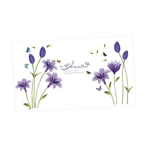 Wall Sticker Removable Decoration DIY Blue  Lily