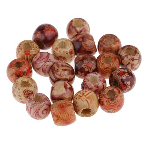 20pcs Hair Beads Dreadlocks Tube Hair Decoration Braiding Hair Wood