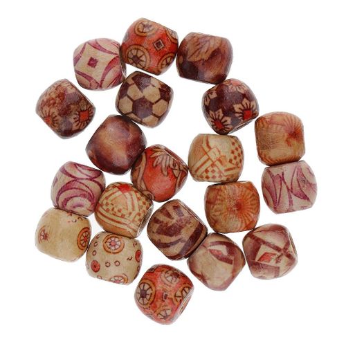 20pcs Hair Beads Dreadlocks Tube Hair Decoration Braiding Hair Wood