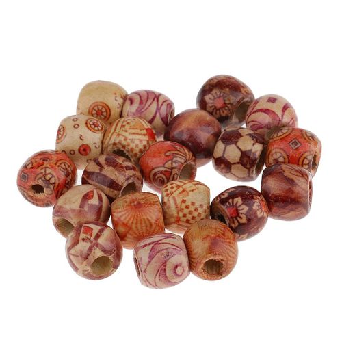20pcs Hair Beads Dreadlocks Tube Hair Decoration Braiding Hair Wood