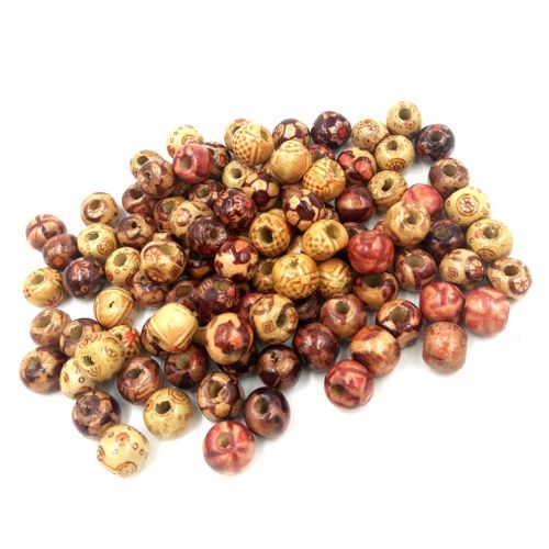 200 Mixed Patterns Wood Beads For Craft Jewellery Dolls Hair Braiding