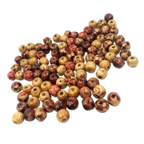 200 Mixed Patterns Wood Beads For Craft Jewellery Dolls Hair Braiding