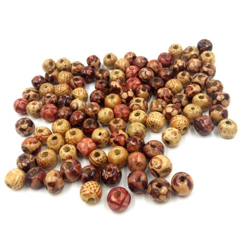 200 Mixed Patterns Wood Beads For Craft Jewellery Dolls Hair Braiding