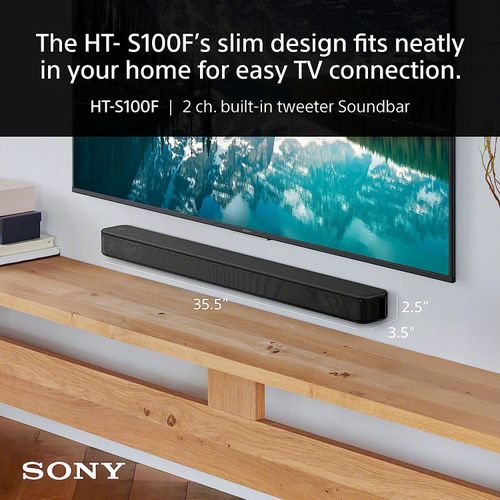 Sony 120W 2Channel Soundbar With Bluetooth, HDMI/ARC, Optical HTS100- Black