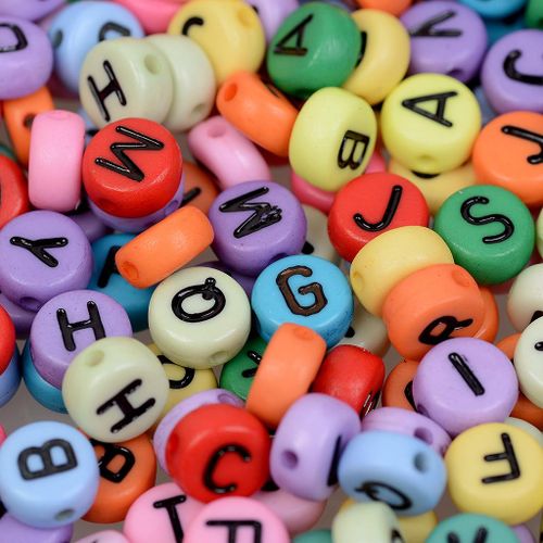 200 Pcs Colorful Acrylic Beads Charm Alphabet Letter 5 #