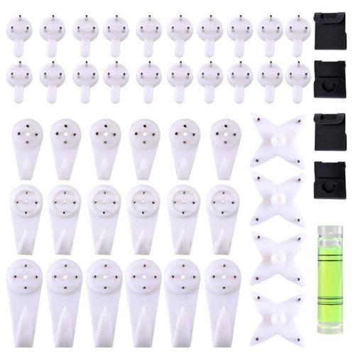 47Pcs Non-Trace Wall Picture Hooks Plastic Invisible Traceless Drywall Picture Hanging Kit NO5114