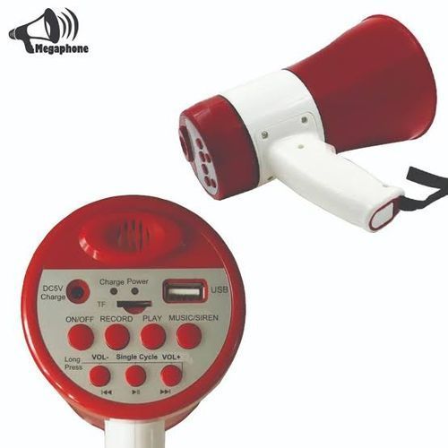 Rechargeable Megaphone With Memory Card & USB Port For Flash Disk, Strong Battery Upto 10hrs Talk Time - Color May Vary
