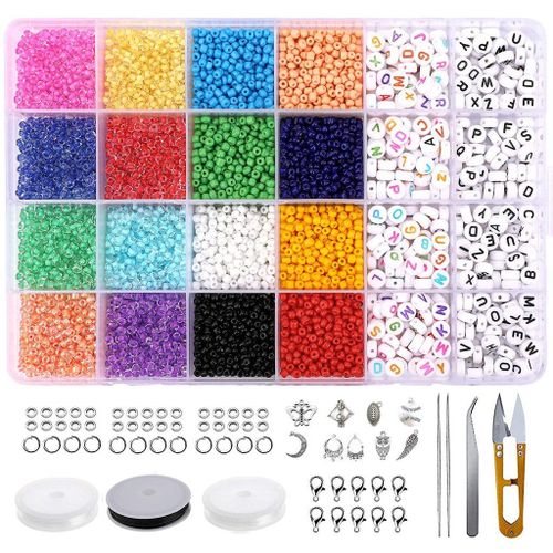 7226pcs Glass  Beads 3mm Mini Bracelet Beads Kit Set with Elastic