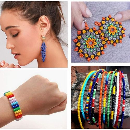7226pcs Glass  Beads 3mm Mini Bracelet Beads Kit Set with Elastic