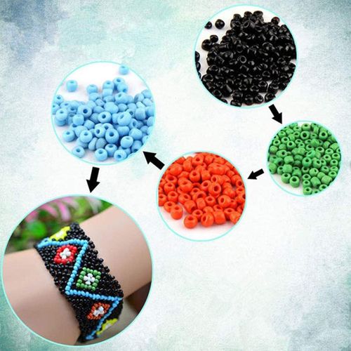 7226pcs Glass  Beads 3mm Mini Bracelet Beads Kit Set with Elastic