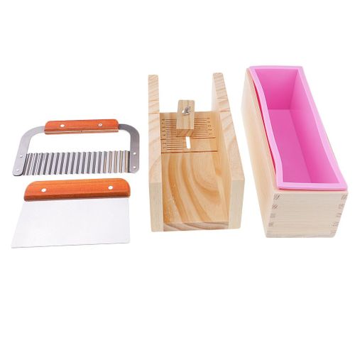 Silicone Soap Mold Mould Wooden Box Soap Loaf Cutting Slicer