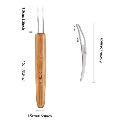 8Pcs Bamboo Handle Crochet Dreadlock Hook Needle Tool Braiding Hair